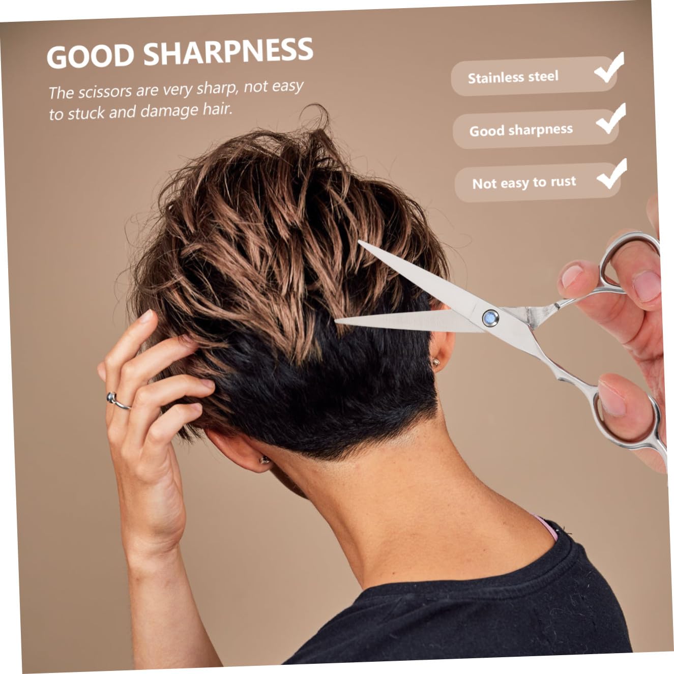 Ciseaux de Coiffure Gaucher Design Ergonomique 6 Pouces en Acier Inoxydable Lot de 2 Pièces Couleur Argenté Adaptés Usage Professionnel et Amateur