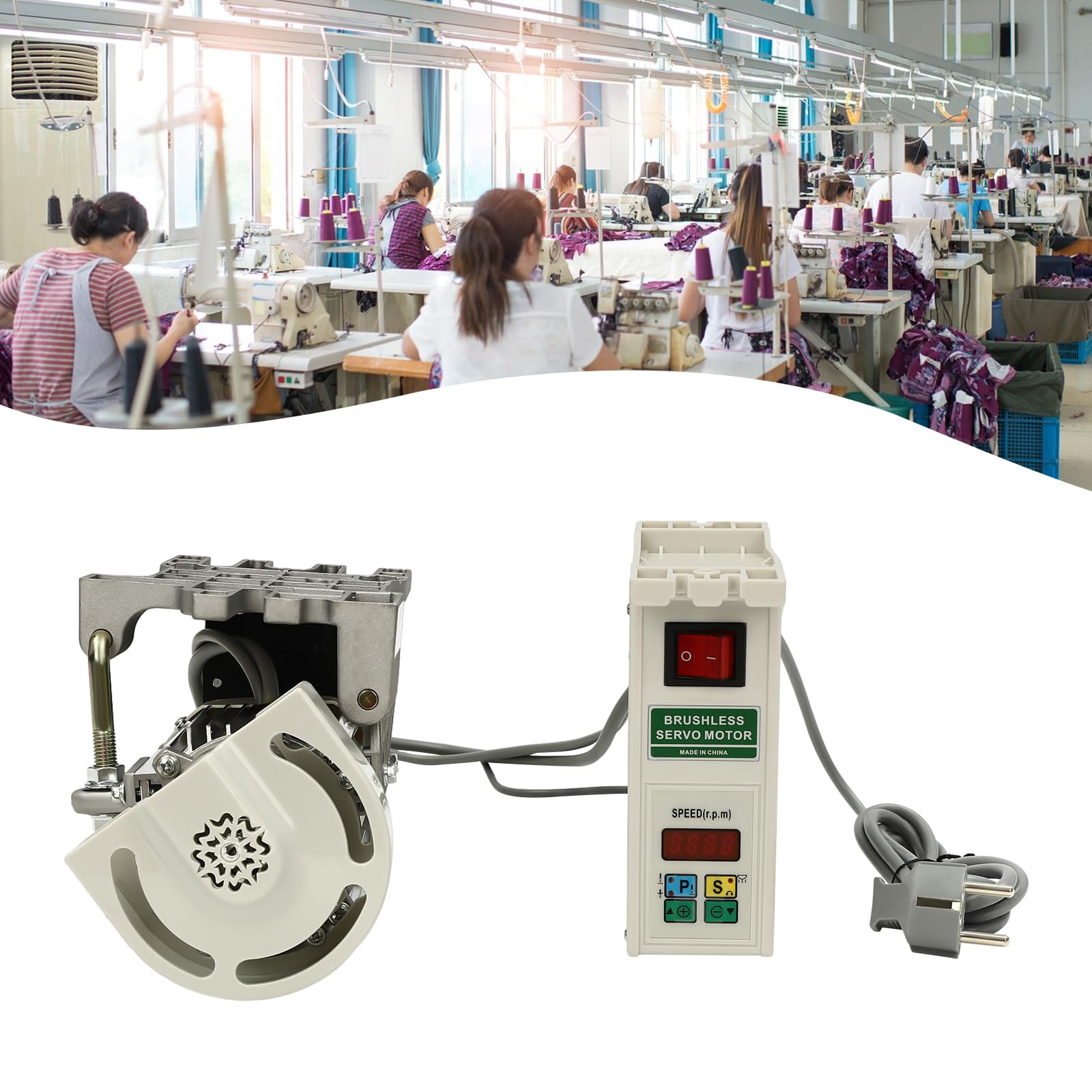Motor Máquina De Coser Eléctrica,Industrial Servomotor EConomínico De Energía,Motor Dividido Y Controlador,Sin Escobillas Servomotor De Máquina 600 W