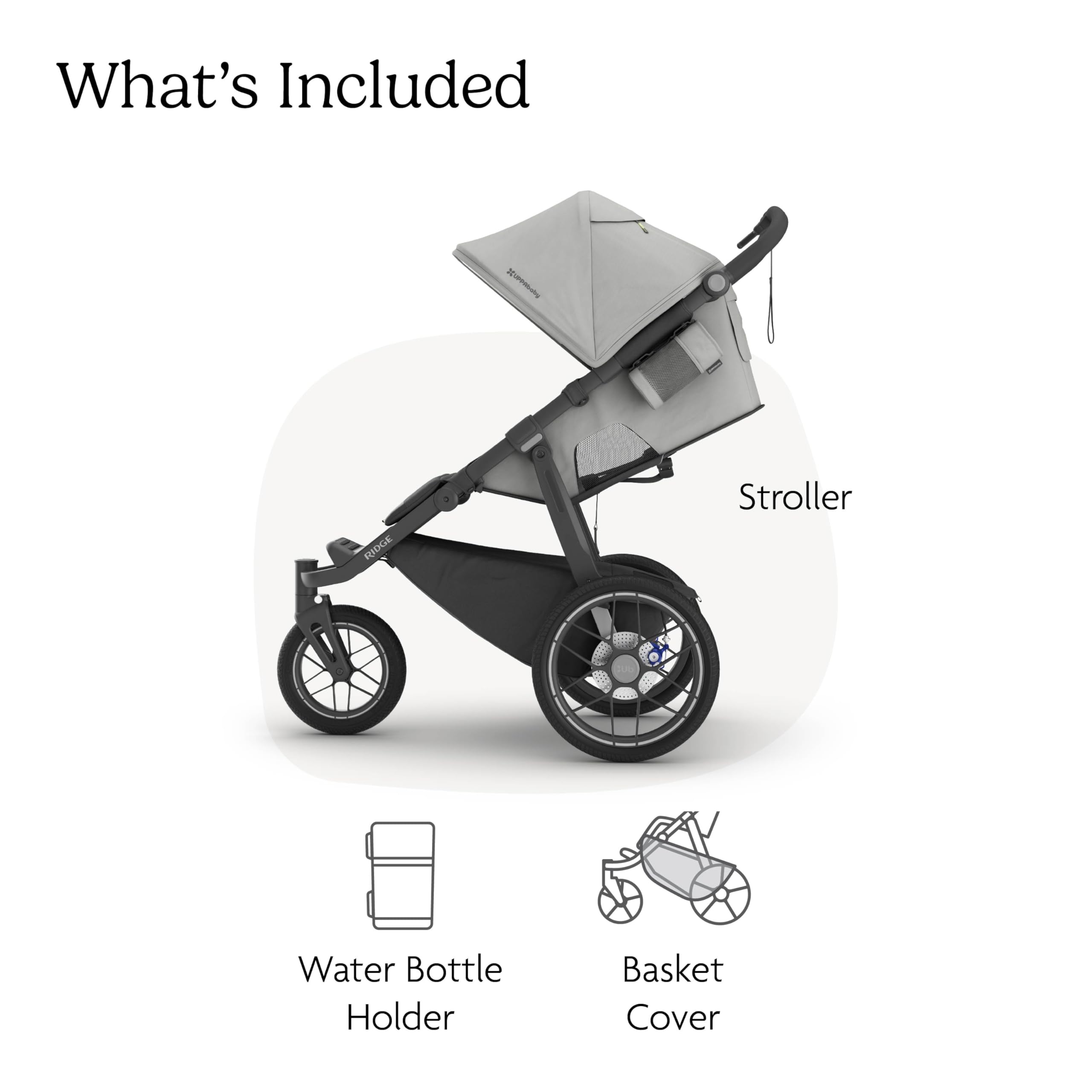 UPPAbaby Ridge V2 Jogging Stroller | All-Terrain Performance Suspension + Never-Flat Tires Built for Walking, Running + Trails | Water Bottle Holder Included | Savannah (Pearl Grey | Carbon Frame) - 3
