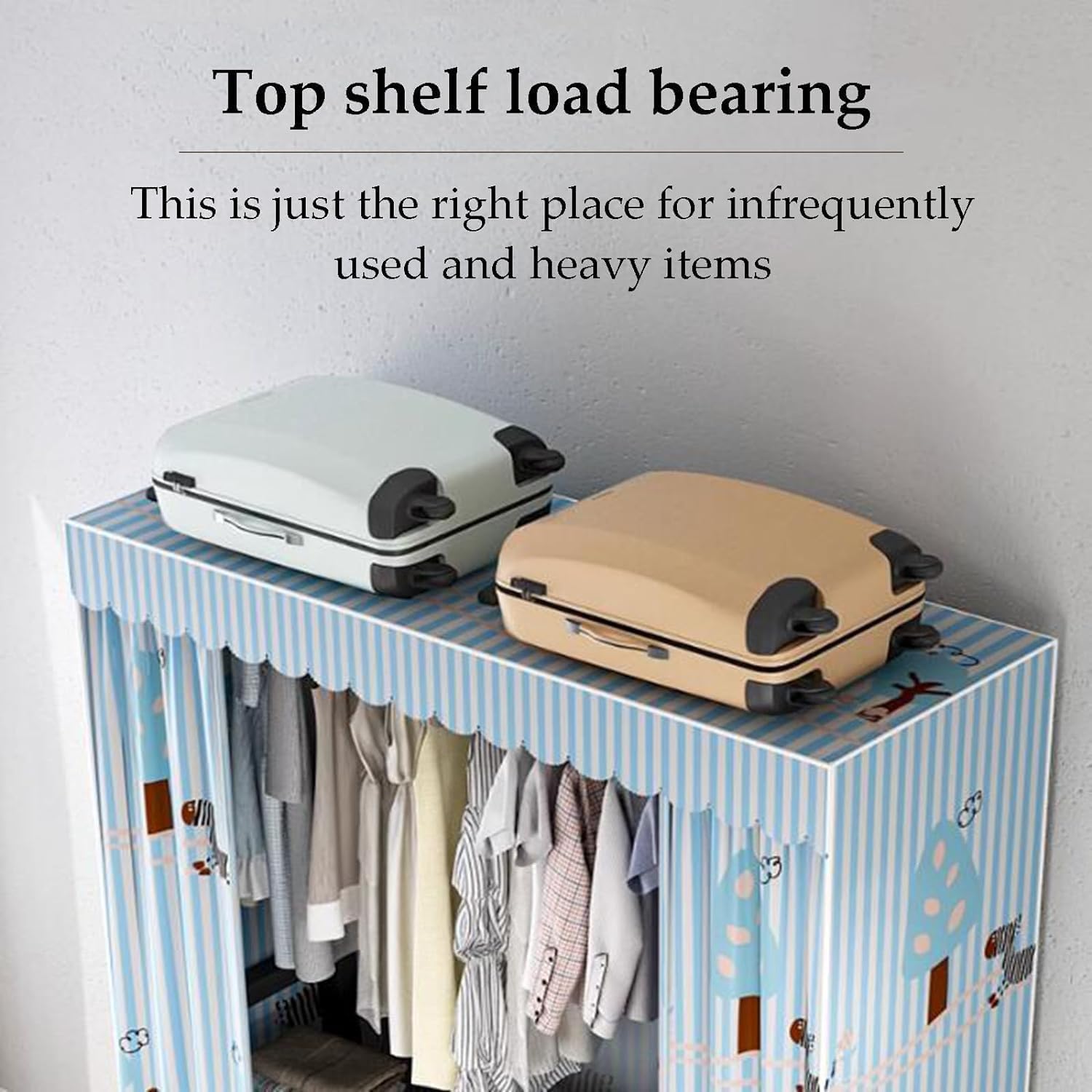 Armadio Portatile con Rivestimento in Tessuto Spesso, Armadio portaoggetti for Camera da Letto, Struttura in Metallo, Armadio Guardaroba(D,87cm/34.3in)