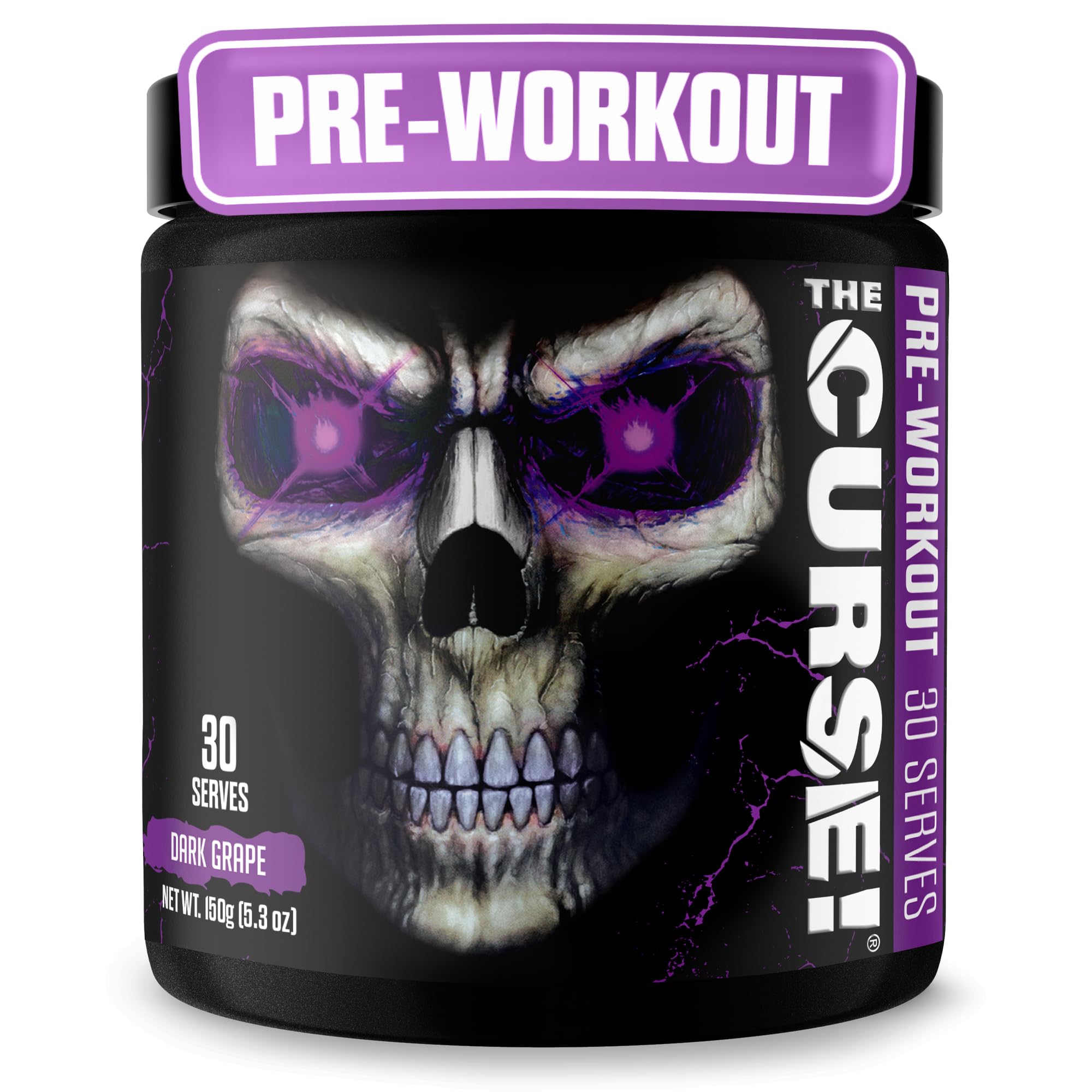 JNX SPORTS The Curse! Pre Workout Powder for Men & Women, Caffeine, Beta-Alanine, Creatine, L-Citrulline, 30 Servings, Dark Grape Flavor – Boost Energy, Strength & Focus