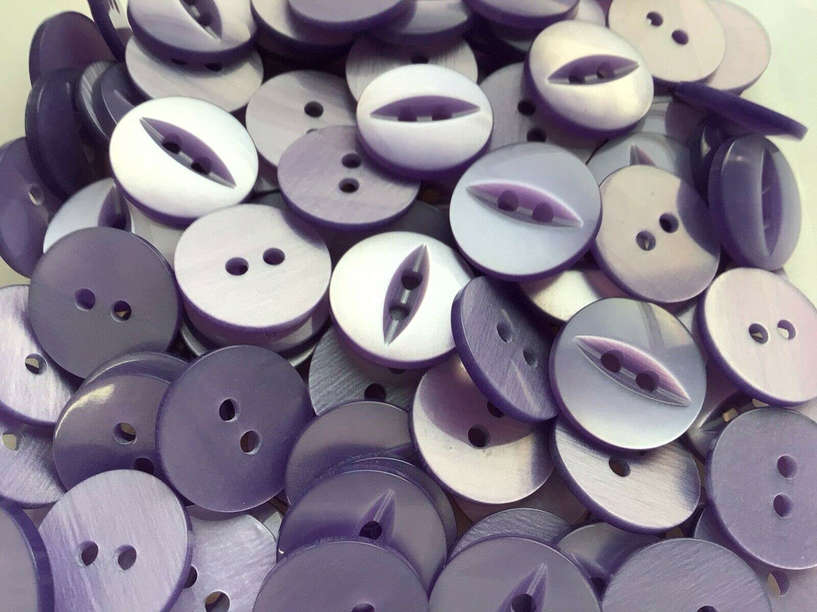 Round Fish Eye Buttons Size 22 (14 mm) x 50 xChoice Of Colours (Lilac 15)