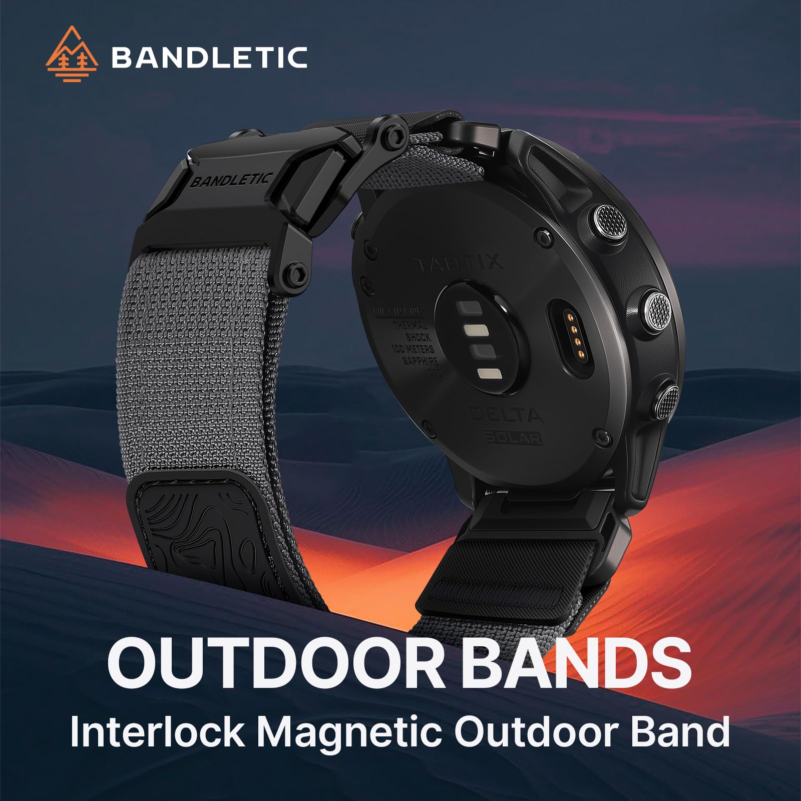 Bandletic Bracelet magnétique en nylon compatible avec Garmin Watch Quick