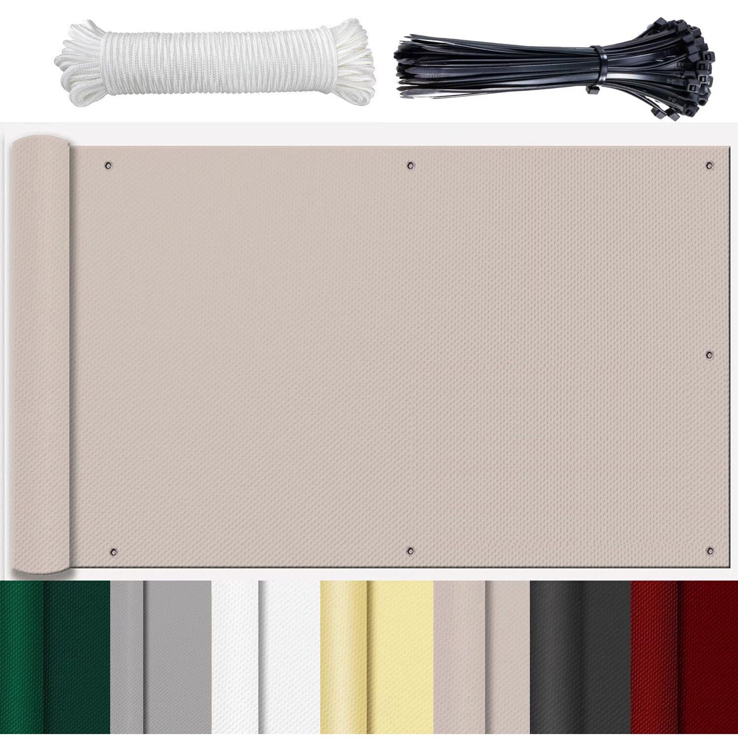 Frangivisto per Balcone Copri Ringhiera Impermeabile Anti UV 90x500cm Taupe