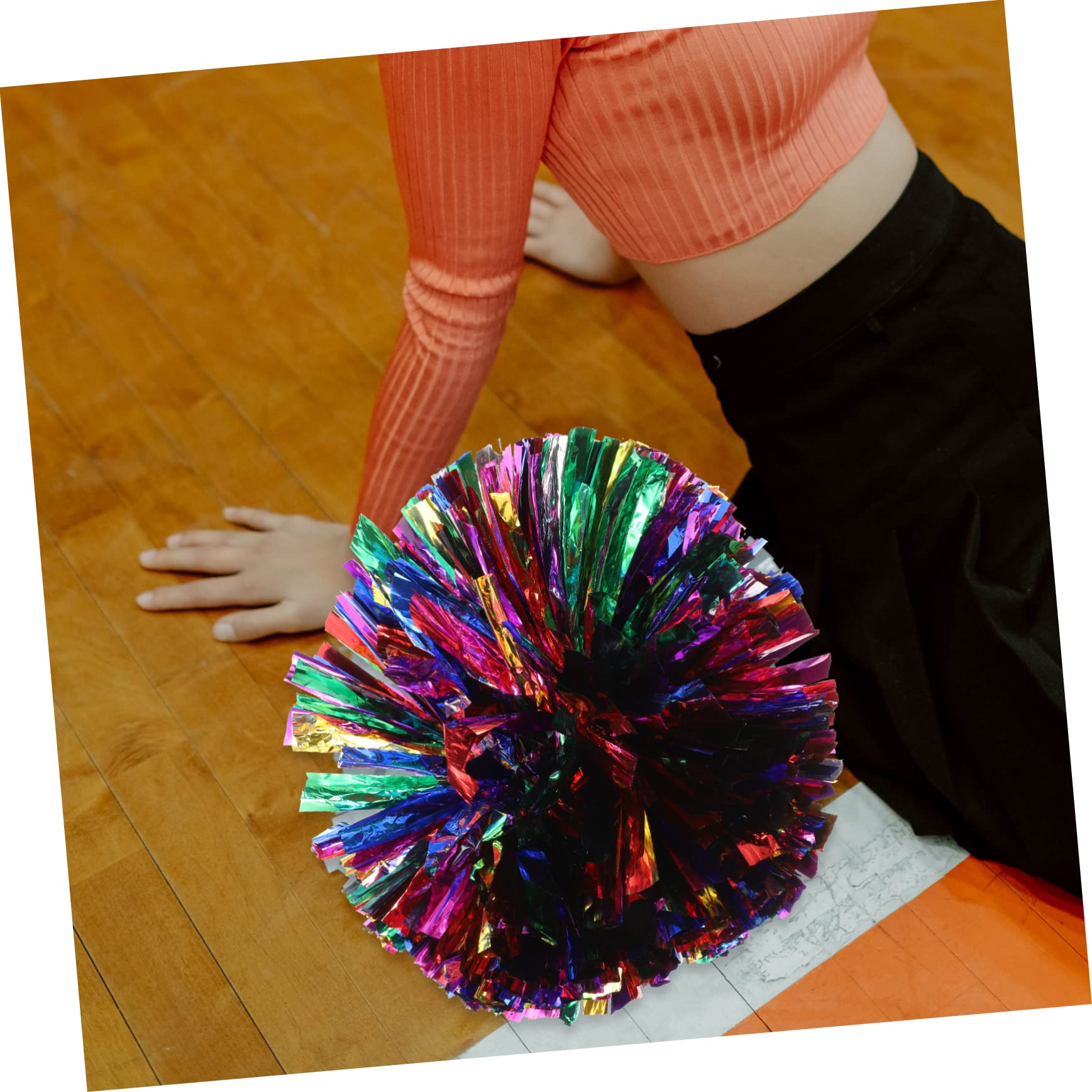 Mipcase Performance Props 2pcs Hand-cranked Flower Balls Cheerleading Pom Poms Navy Blue