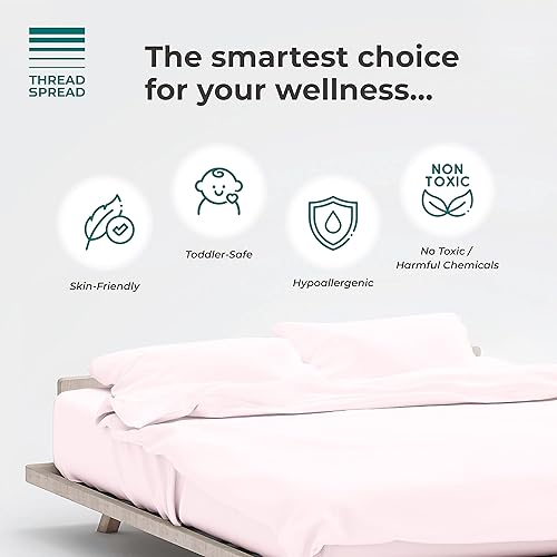 Miniatura 4 de Juego de sábanas de 4 piezas de 100 % algodón orgánico, tejido de percal fresco y fresco, suave, transpirable, ecológico, bolsillo profundo con