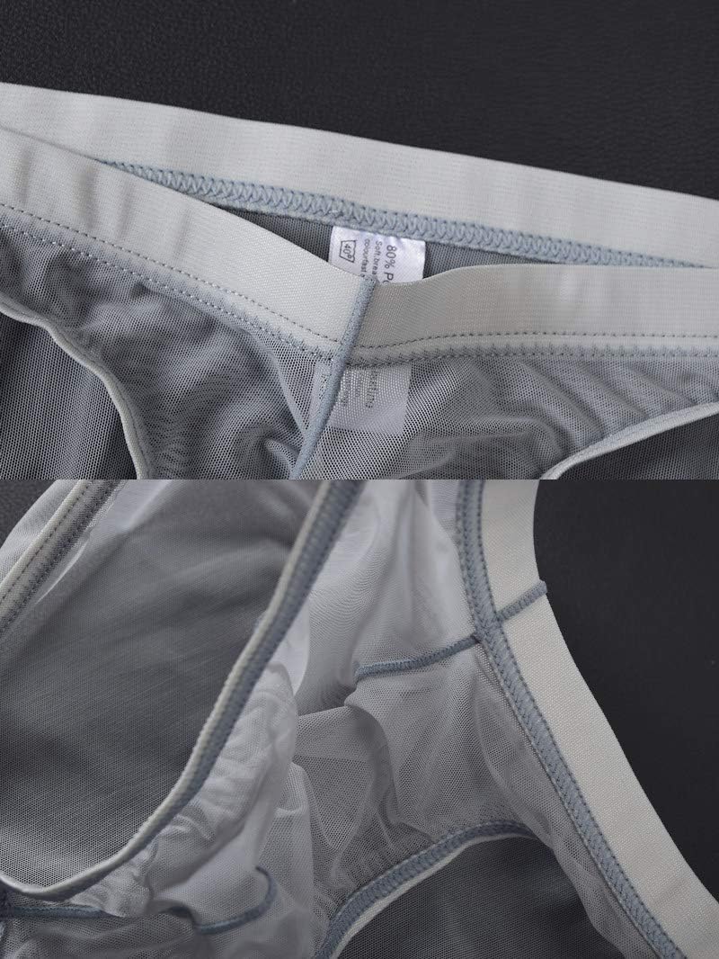 Mens Ultra Thin Breathable Mesh Elephant Nose Pouch Triangle Briefs Underwear Hip Coverage Bikini Panties