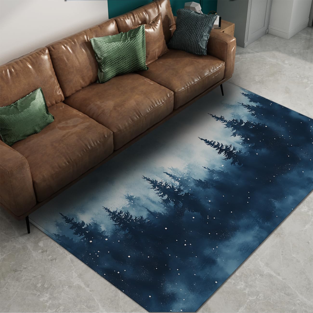 Tapis de cuisine anti taches lavable bleu 90x150 pour sol glissant