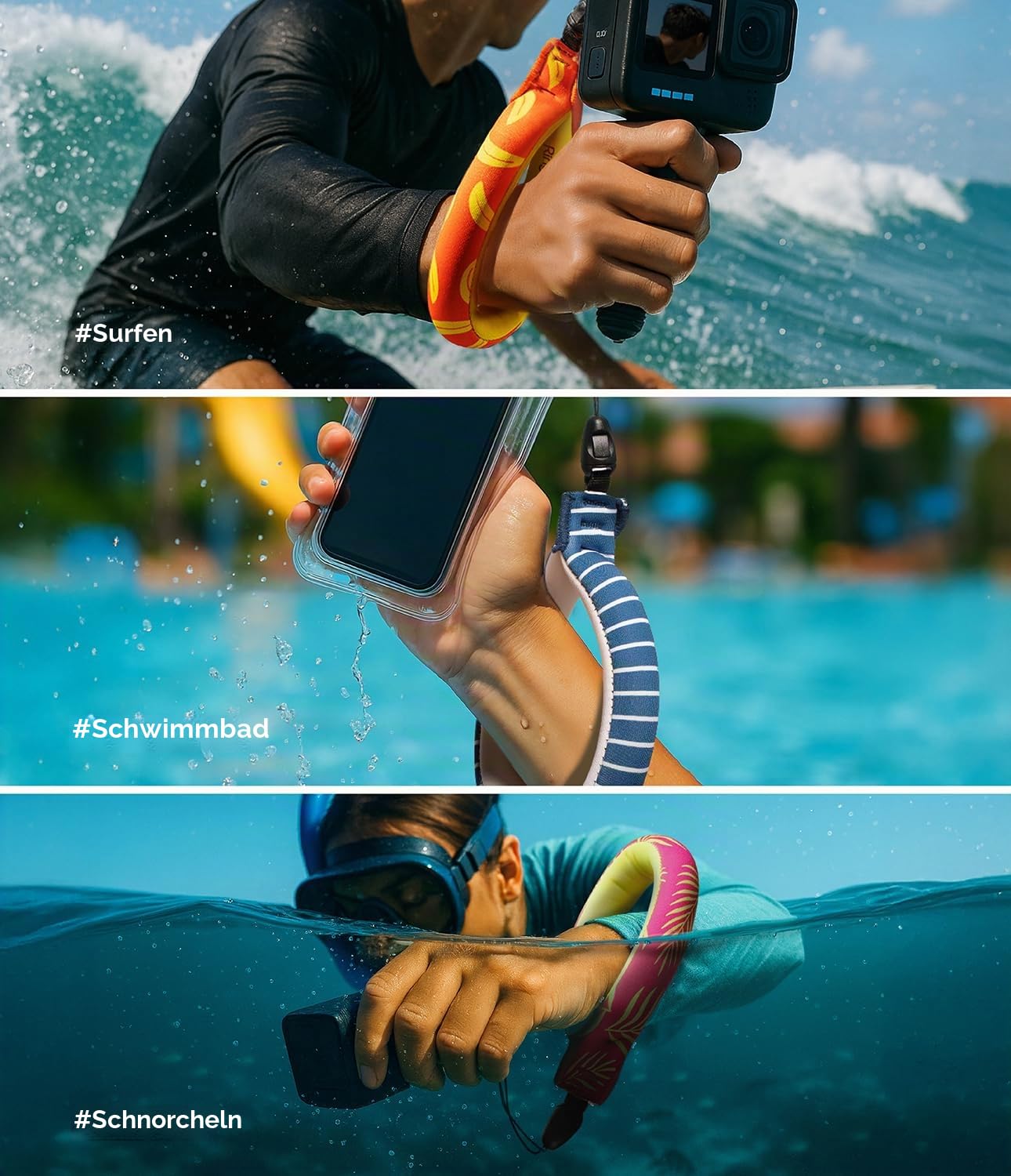 Ringke Floating Wrist Strap [2 Stück], Wasserfestes Schwimm-Accessoire für Kamera, Smartphone, Handy, und mehr