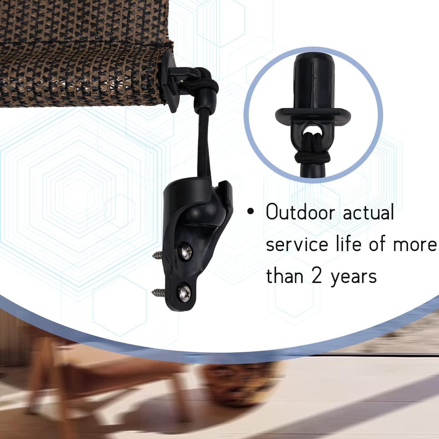 Sunshade Replacement Parts - Bunge Kit and End Cover 3 Sets, Weather Resistant, Repairing Coolaroo Outdoor Roller Blinds, Outdoor Blinds (Black)