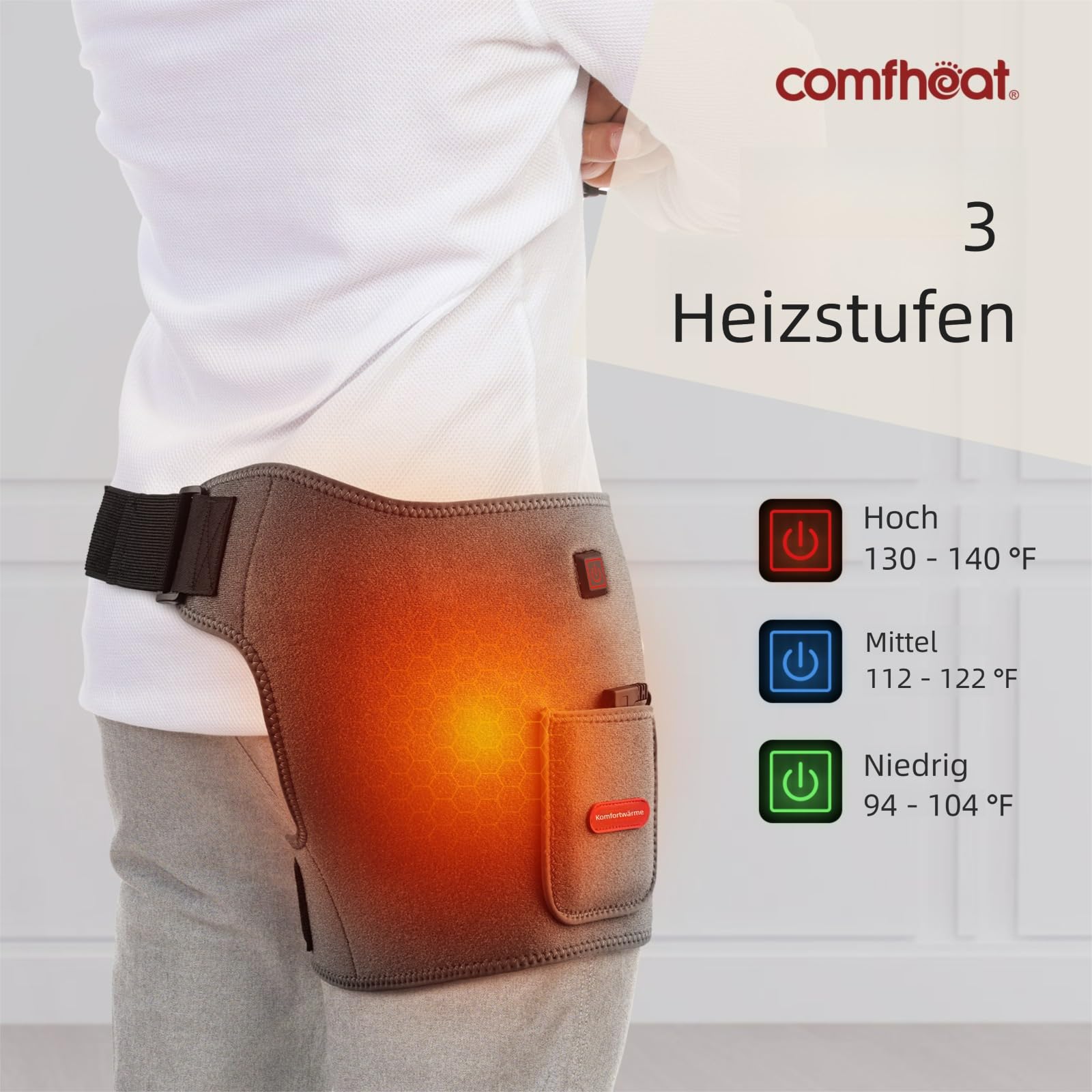 Coussin chauffant sans fil hanche sciatique batterie externe 5000 mAh inclus