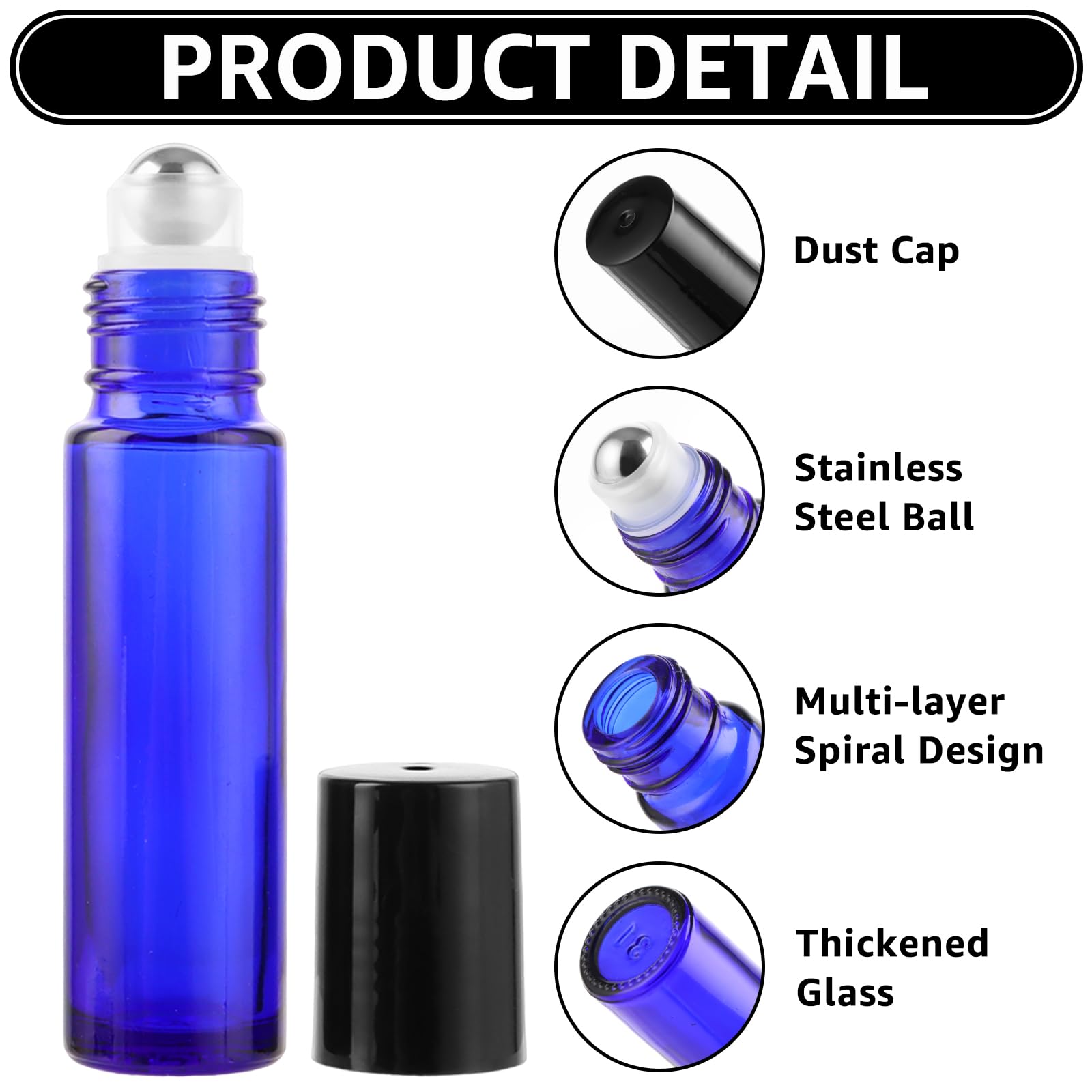 STARVAST 24 bottiglie di vetro Roll-On da 10 ml, con rullo in acciaio inox, ricaricabili per oli essenziali, lozioni e profumi