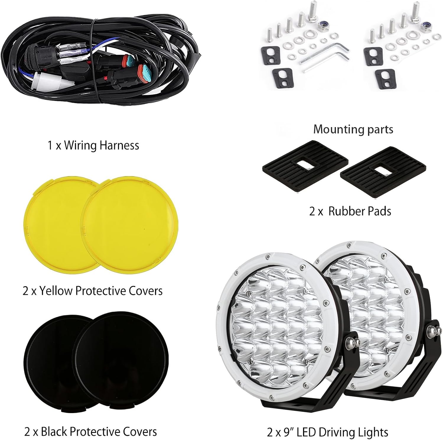 BIGLION.X 7Inch Driving Lights Spotlights Pair 210W 32000LM Round LED Spot Off Road Lights Marine Light Bar Amber Fog Headlights 12V 24V for Pickup Trucks ATV UTV Car UTE 4WD Boat