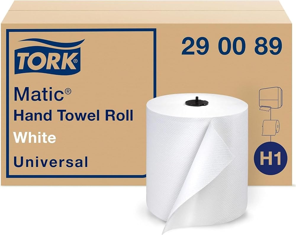 Tork Matic 어드밴스드 롤휴지 H1, 종이 핸드 타올 290089, 100% 재활용 섬유, 높은 흡수력, 대용량 1겹, 화이트 - 6롤 x 213.4m(700피트) — 사진 1