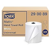 Vista 1 de Tork Matic Rollo de papel absorbente para manos blanco H1, universal, 100% fibra reciclada, 6 rollos x 213 m, 290089