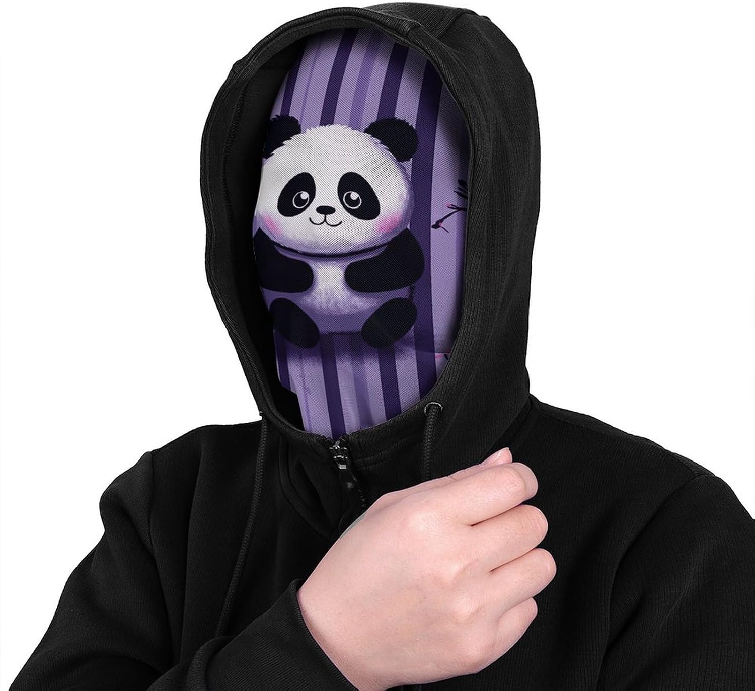 Purple Striped Panda Balaclava Ski Mask, Cooling Face Cover image 4