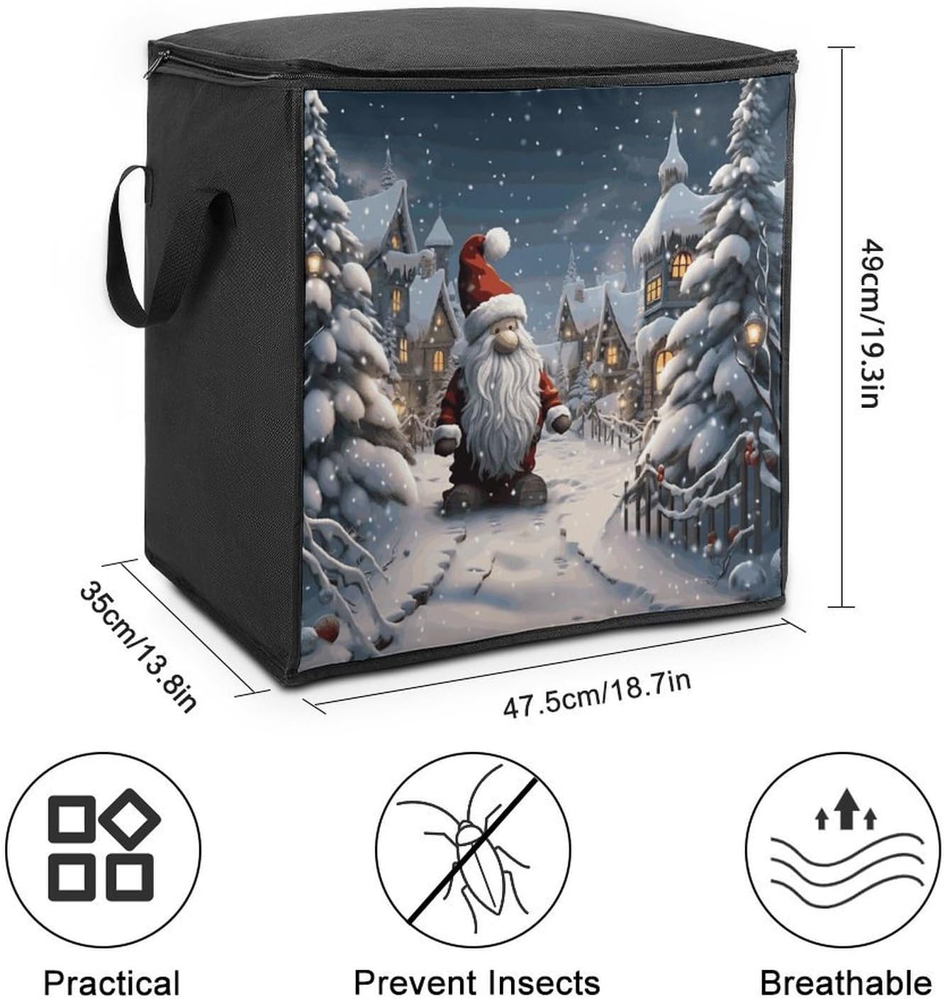 Christmas Snow Storage Bags Moving Bags Storage Bins | Comforter Storage Bag Reinforced Handles & Zippers Foldable Closet Organizers and Storage for Blanket Pillow Clothes