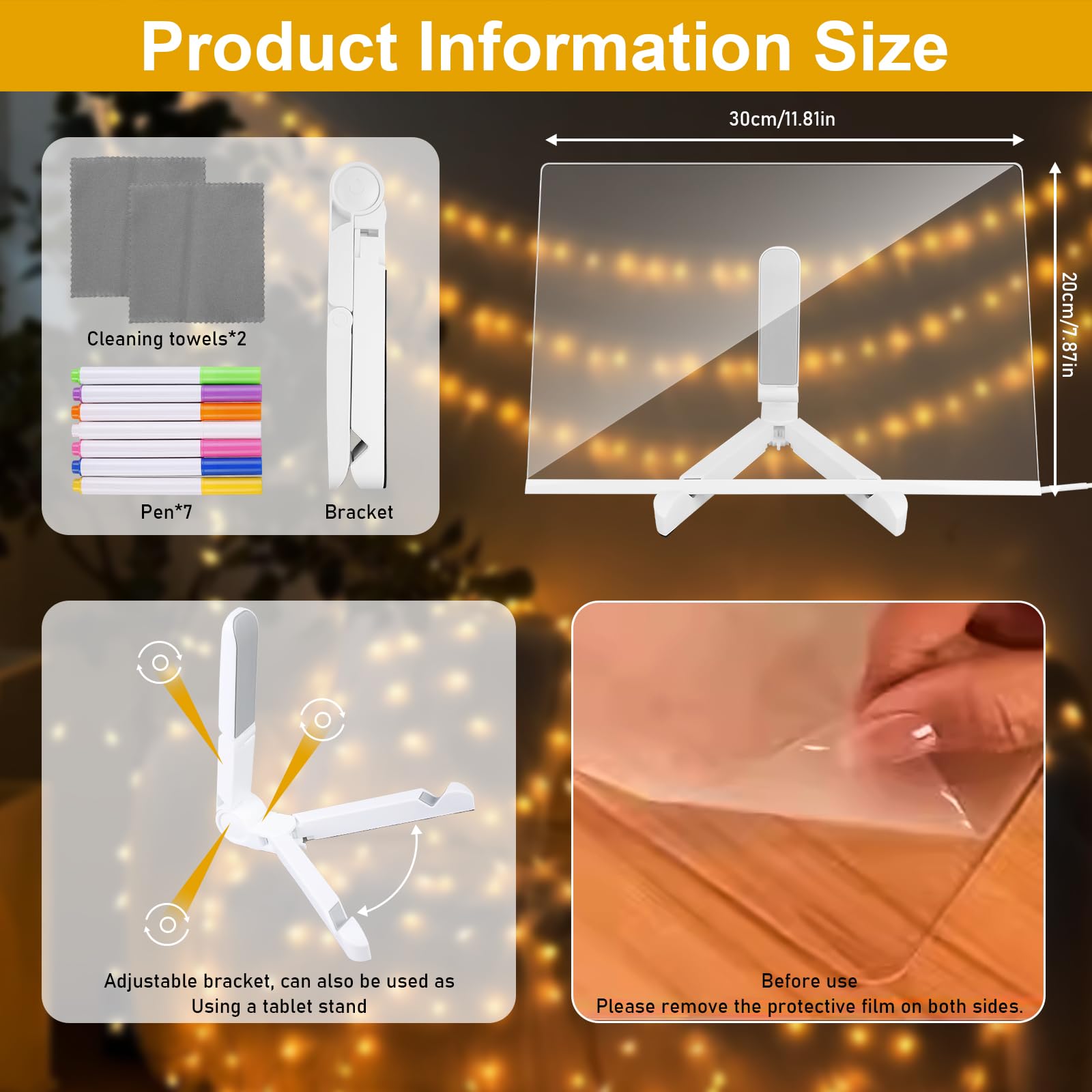 LED Notiztafel Mit Ständer - 7 Farben Acryl Zeichentafel 20x30cm Abwischbar