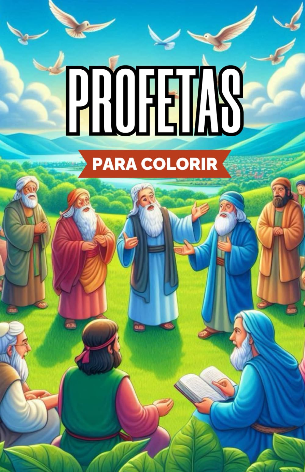 Livro de Colorir Cristão Para Crianças - Profetas Com 17 Desenhos