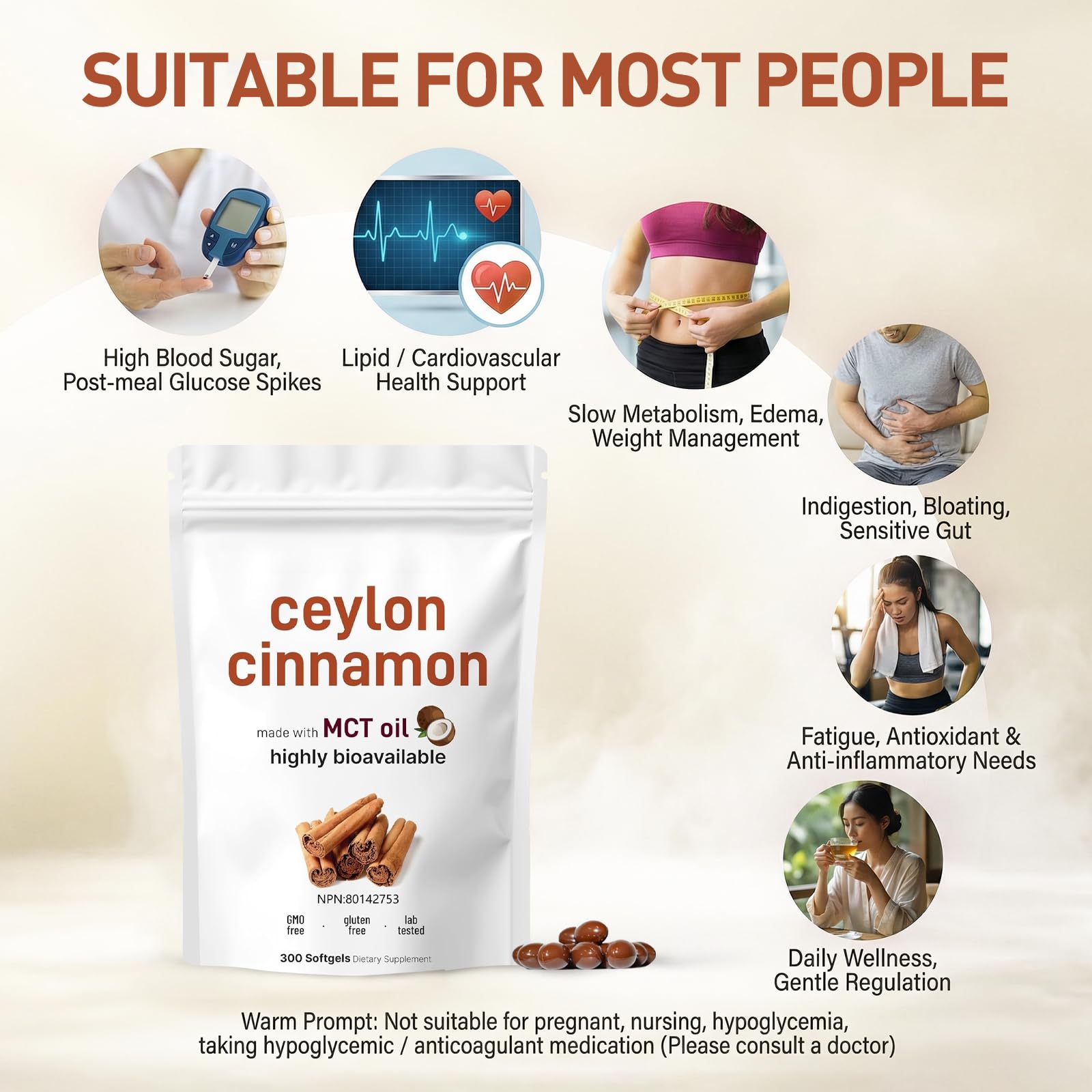 Ceylon Cinnamon Soft Gels with MCT Oil, Organic Ceylon Cinnamon Capsules, Highly Bioavailable Cinnamon Supplements, Non-GMO, Gluten Free, Micro Ingredients Formula – 300 Softgels (2Pack) — view 8