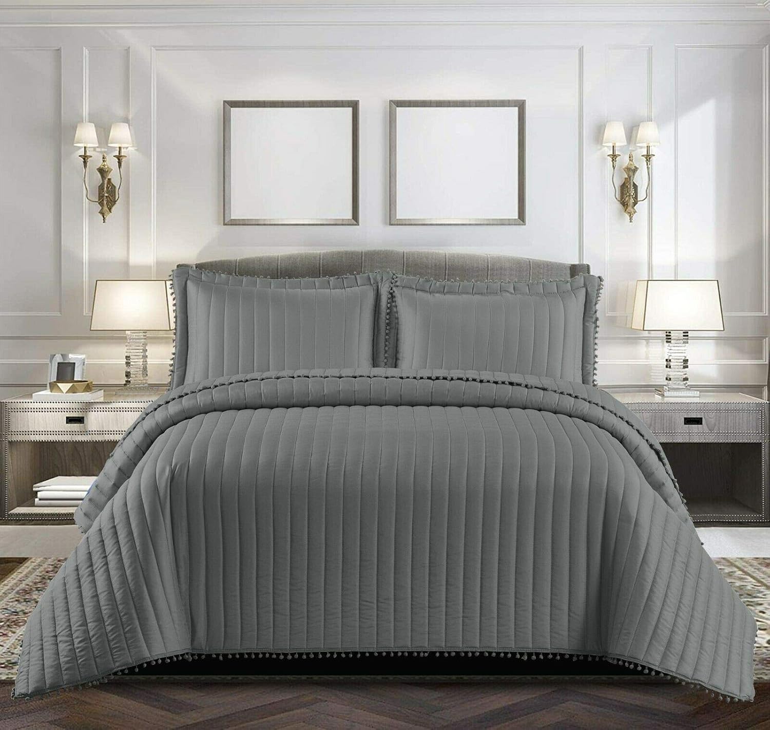 B&B Quilted Throw Polyester Filling Warm Bed Blankets Throws Super King ...