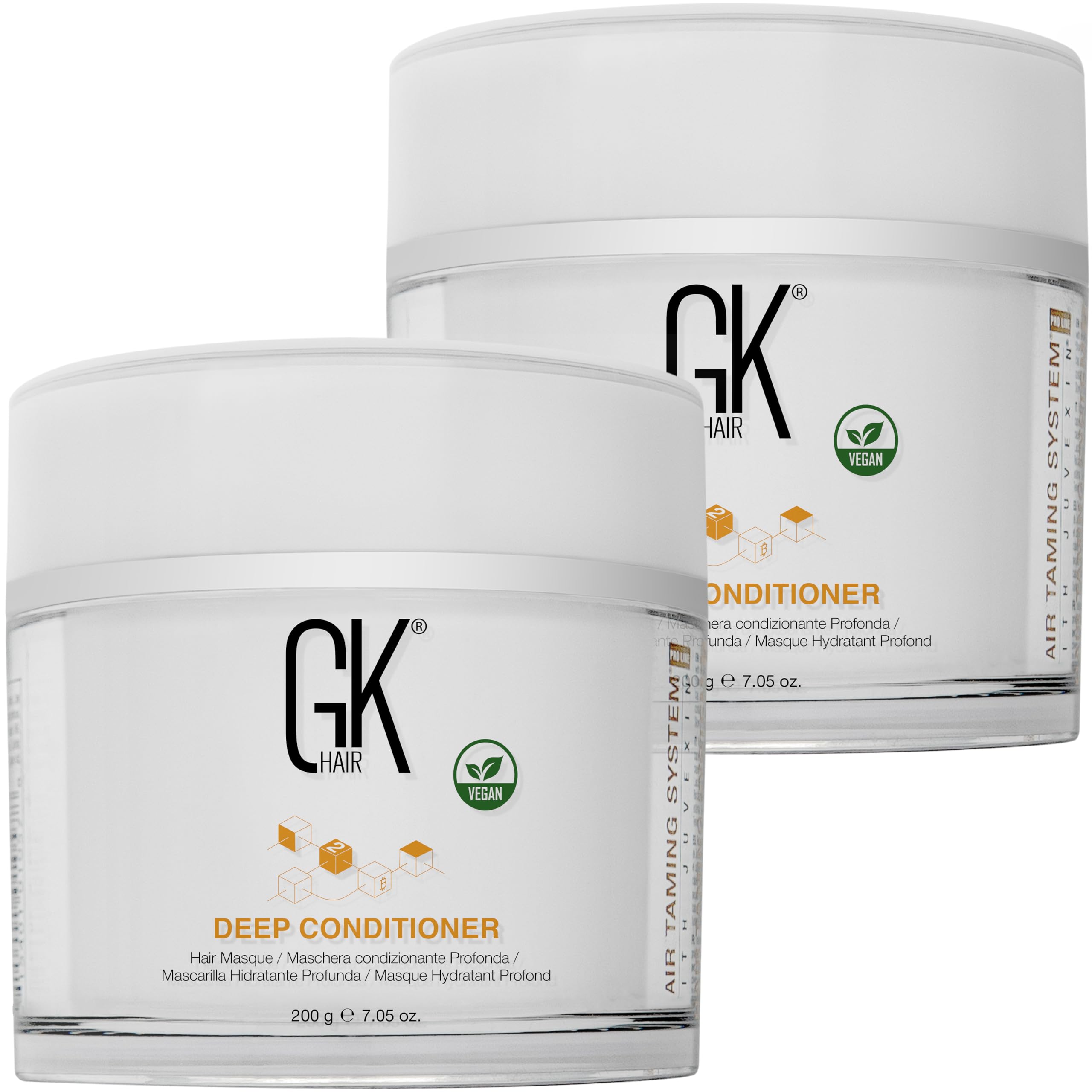 GK HAIRGlobal Keratin Deep Conditioner Masque Pack of 2 (7.05 Fl Oz/200 g) Intense Hydrating Repair Treatment Mask for Dry Damaged Color Treated Frizzy Hair Restoration Formula with JOJOBA Seed Oils