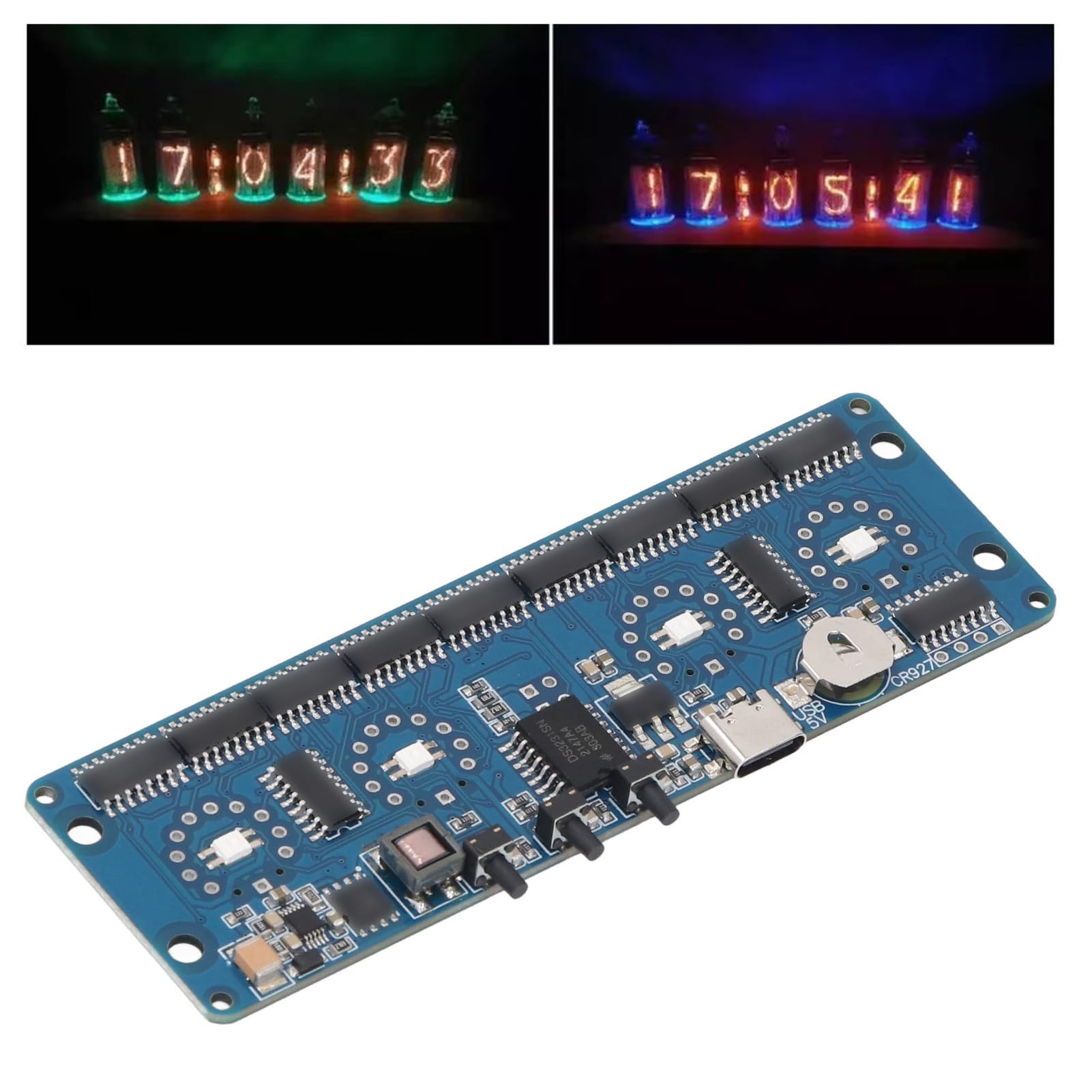 SEAFRONT Nixie Glow Clock Modul 4 Bit Digital Tube Circuit Board IN12 IN14 Hintergrundbeleuchtung Farbe 12/24 Stunden Switchin