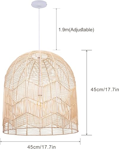 Miniatura 7 de Arturesthome Lámpara colgante de techo para cocina, hecha a mano de ratán colgante cesta de iluminación pantallas de lámpara decoración para sala de