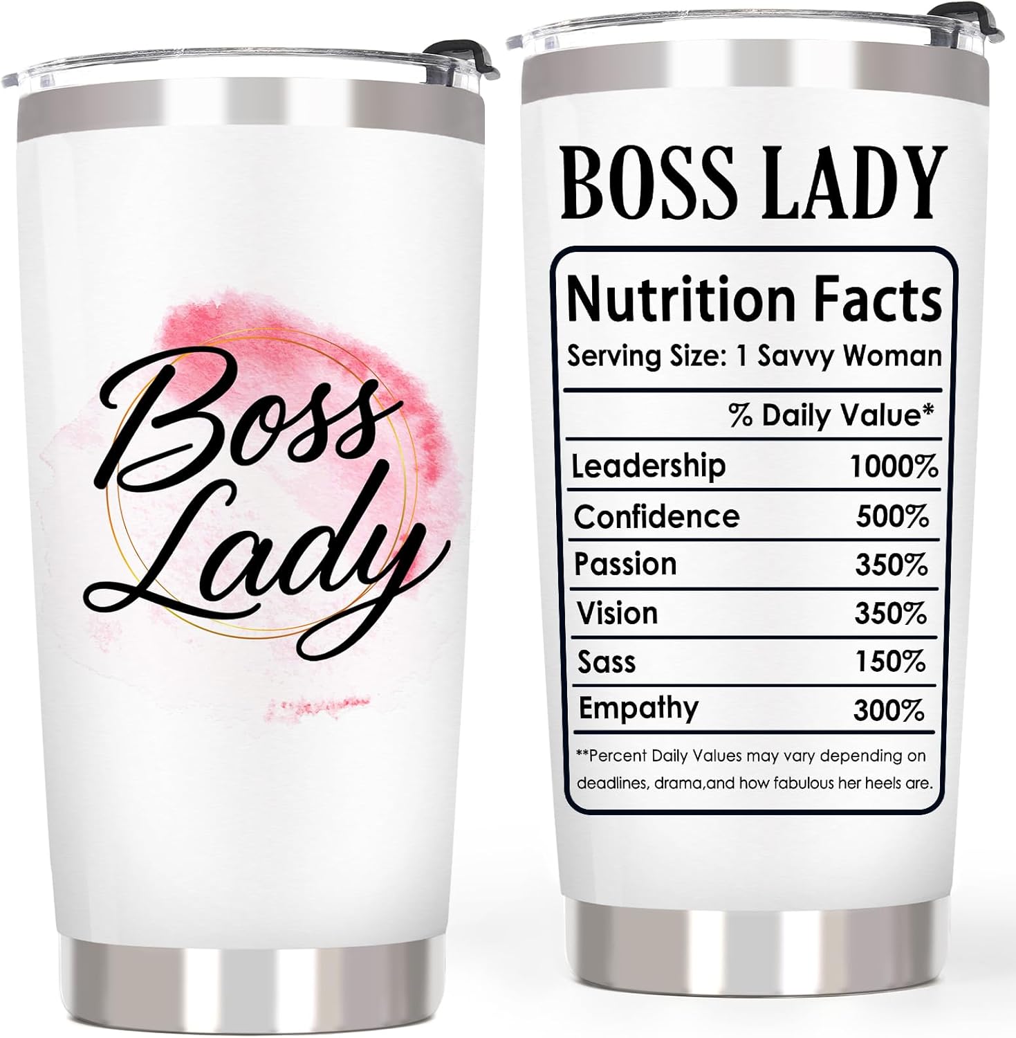 Gifts for Boss Woman, Boss Lady Tumbler Gift for Women Manager Leader – Thank You Appreciation Gifts for Birthday, 20 OZ Stainless Steel Insulated Travel Coffee Tumbler Cup