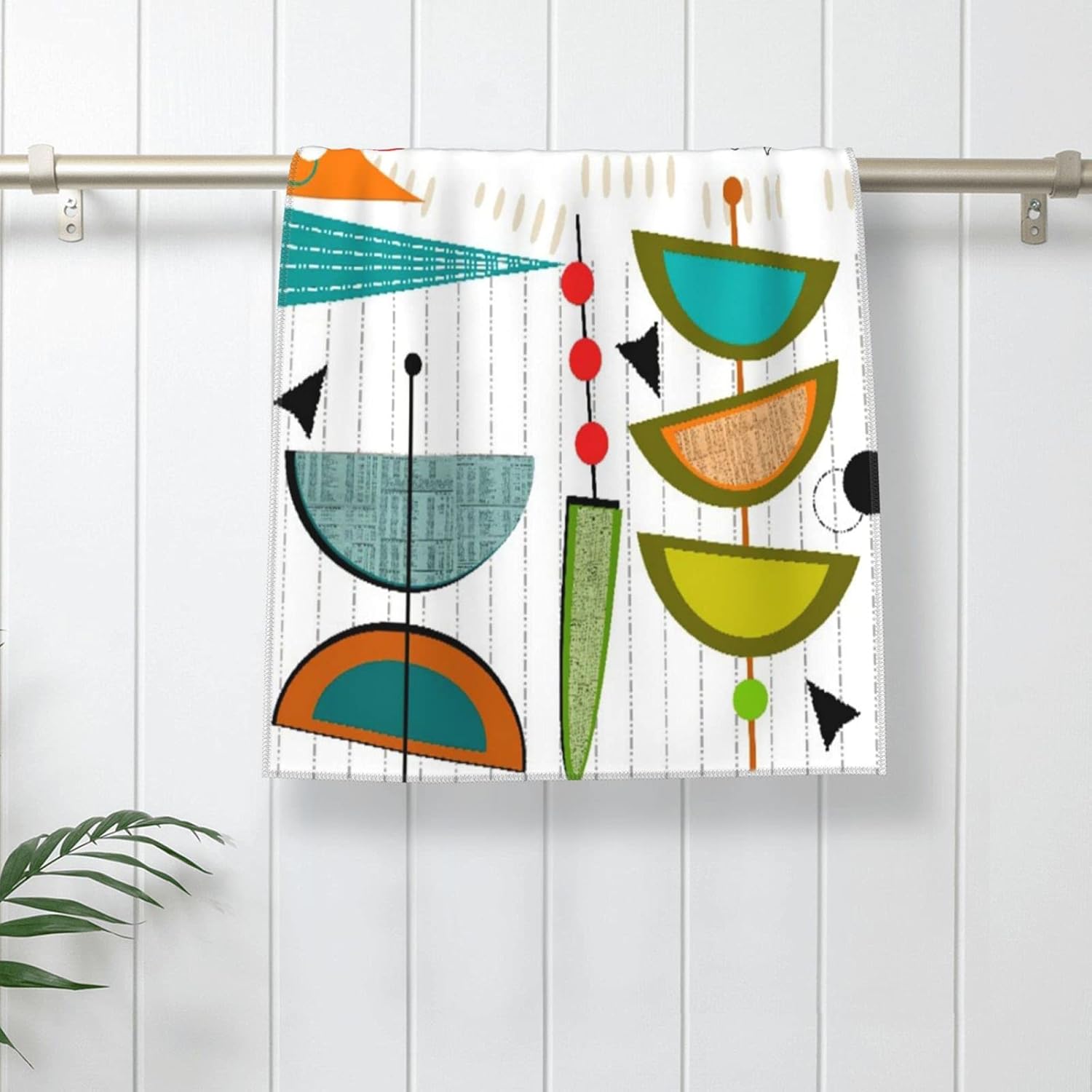 Geometric Hand Towels for Bathroom,Set of 2,Mid-Century Modern Abstract #56,Soft Absorbent Small Bath Towel Kitchen Dish Guest Towel for Men Women,Bathroom Decor 15.7"x27.5" - Image 6