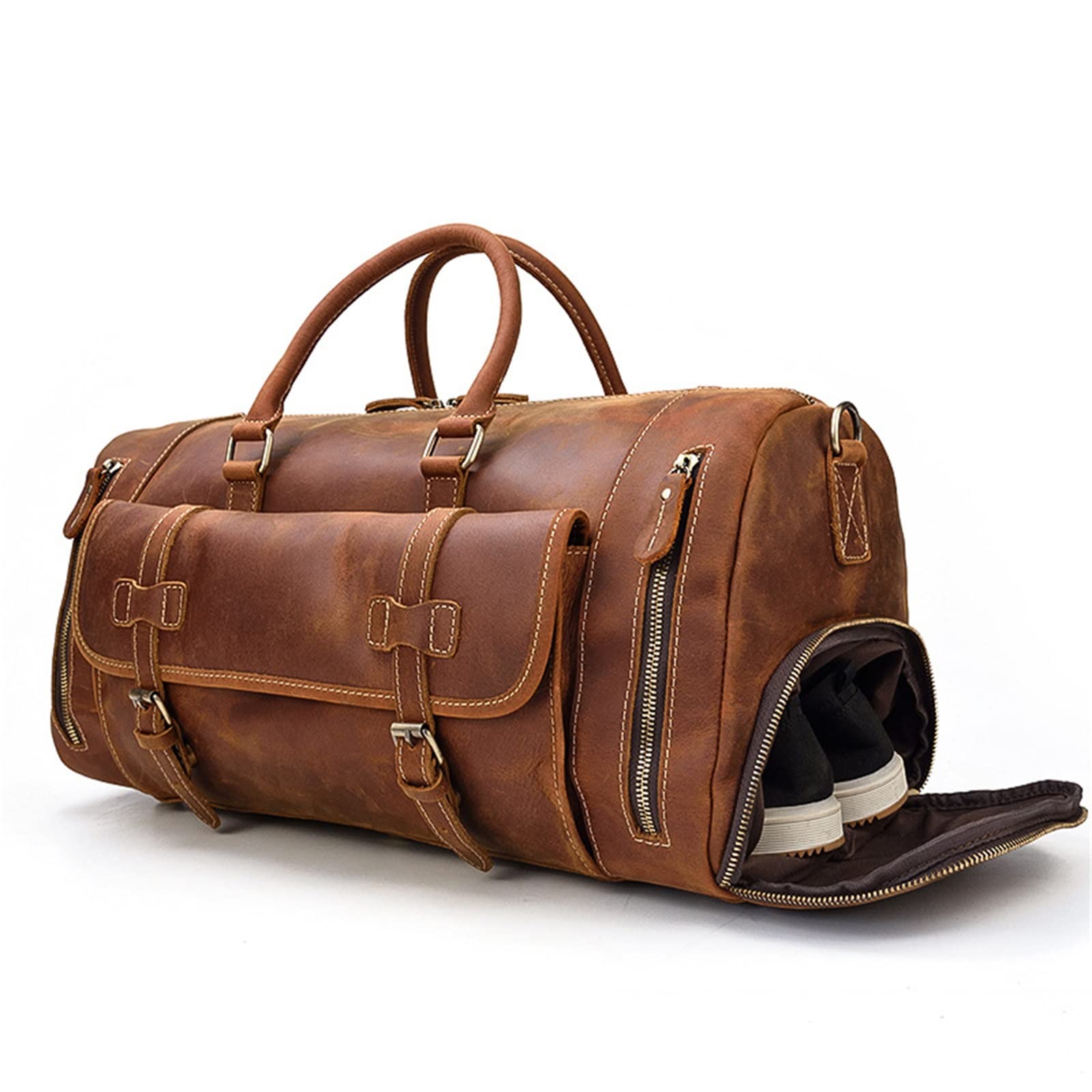 Bolso de Equipaje de Mano para Hombre Bolsos de Viaje Cuero Bolsos for Hombros para Mujeres Hombres