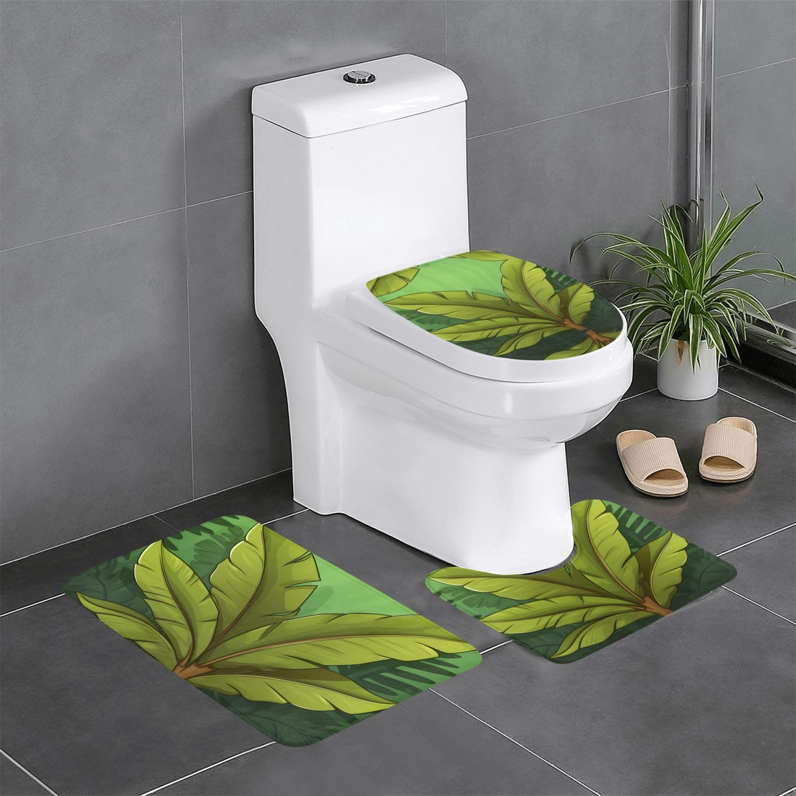 Tapis de bain antidérapant 61x40 cm lot de 3 tapis WC forme U et O