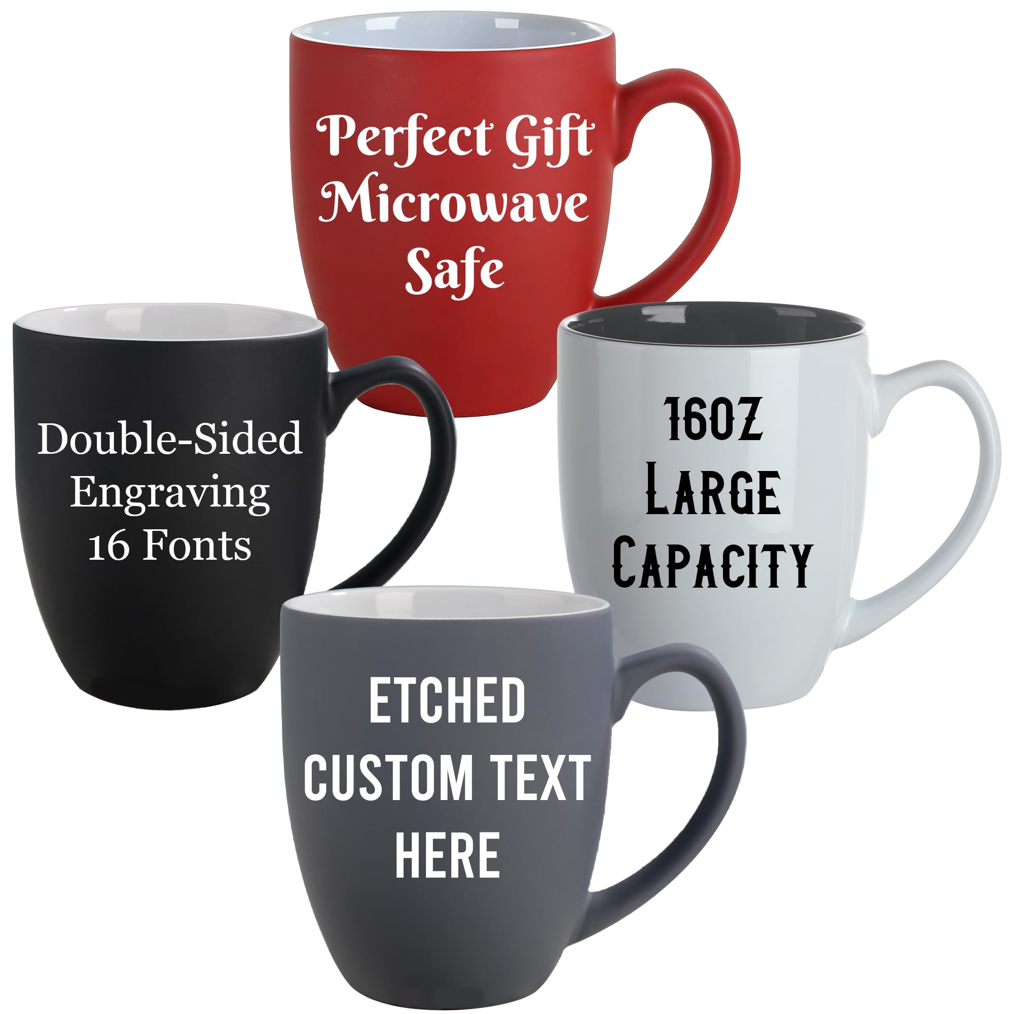 - Personalized Coffee Mug Engraved with your Custom Text - Customized Coffee Mugs, Hot Chocolate Mug, Ceramic Tea Cup, Gift for women men, Birthday, Retirement