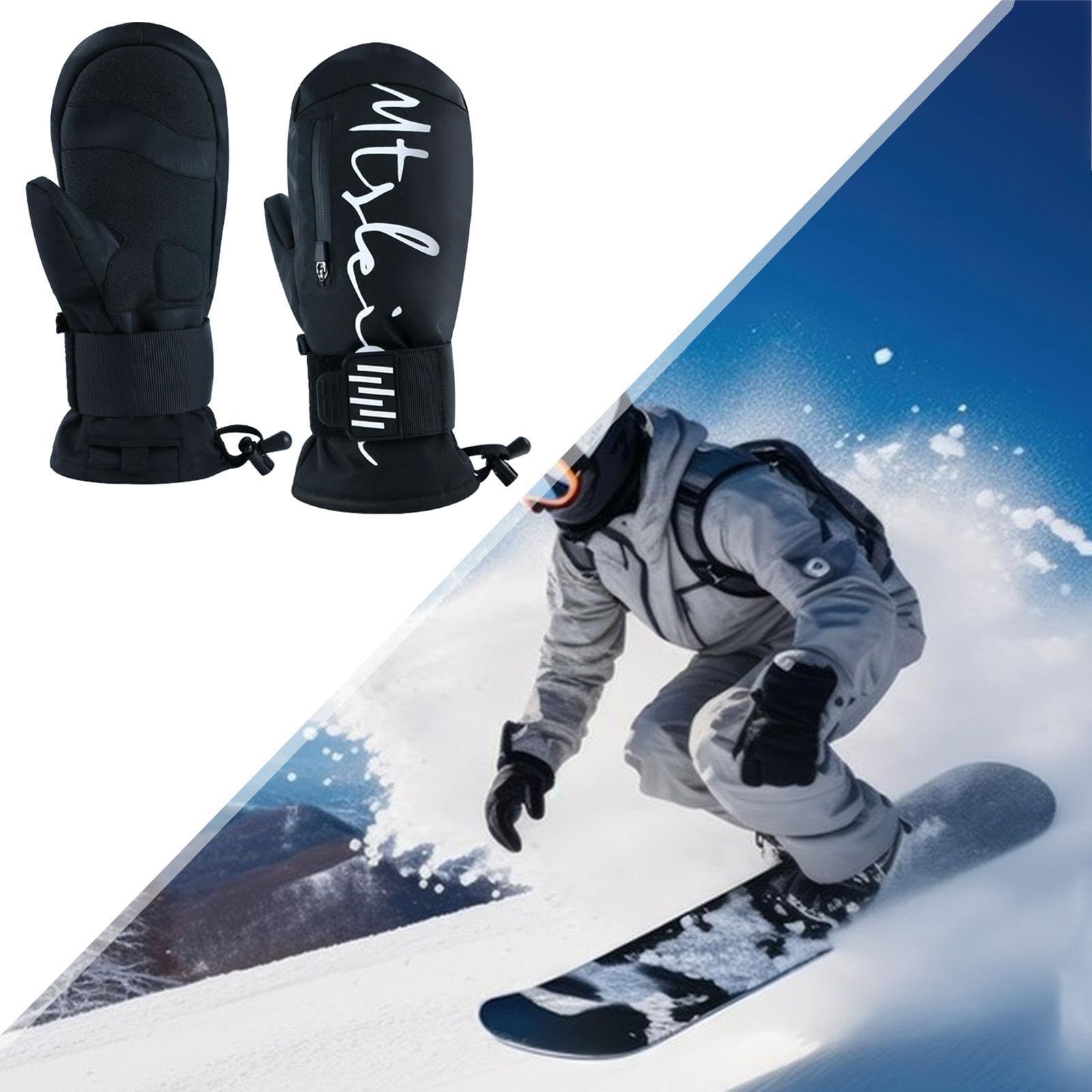Qianly Guantes de Esquí con Protector de Muñeca y Aislamiento Térmico Antideslizantes con Absorción de Impactos y Forro de Felpa Cómodos Adecuados