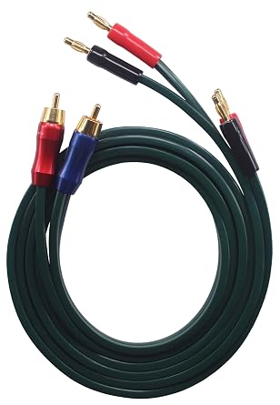 C-JN OFC Speaker Wire Pair with RCA Male Blue & Red to 2 Pair Banana4banana Plugs, C-JN 1M3.28ft