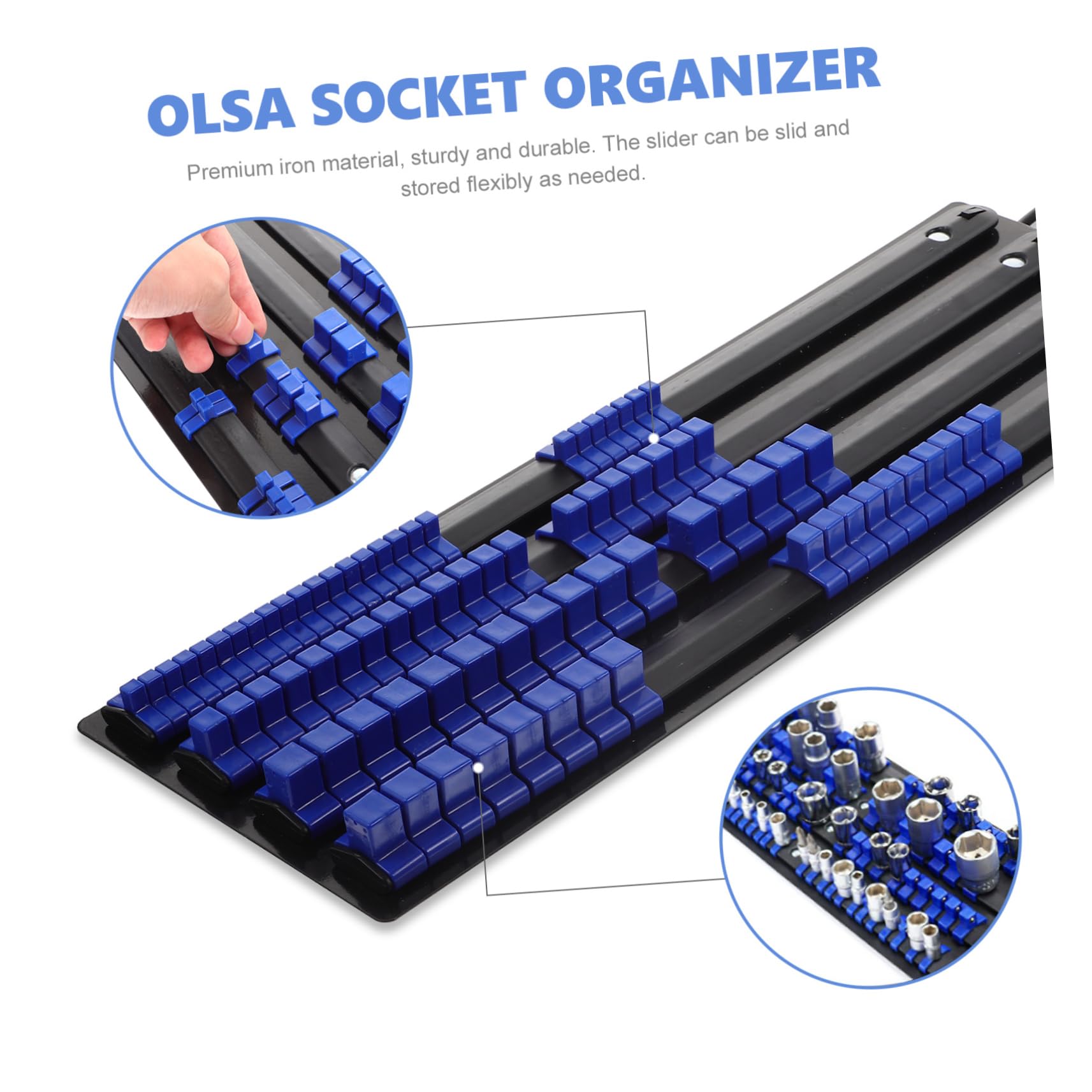 LIFKOME Organizador de Cocina para Caja de Herramientas Soporte de Manguitos de Hierro y Abs, Compatible Llaves 1/2 3/8 y 1/4, Diseño Flexible y Compacto