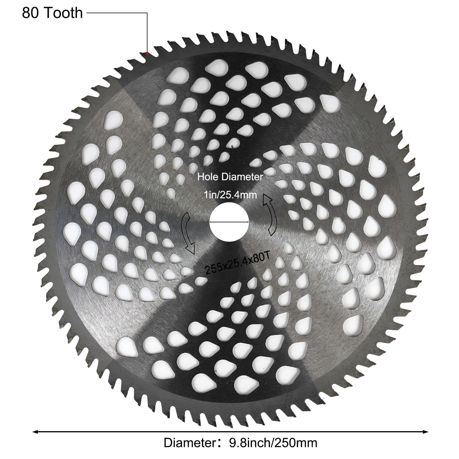 Confezione da 2 lame bianche da 25,4 cm per motosega 80 denti, per taglierina, taglierina, mangia-erbacce, tosaerba (confezione da 2 diversi adattatori inclusi)