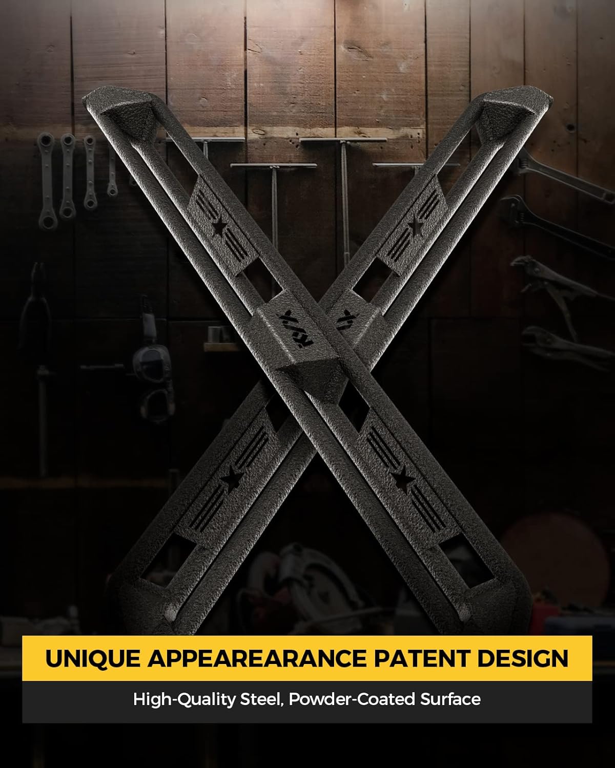 KYX Running Boards for 2007-2021 Toyota Tundra CrewMax Cab, 3 Tube Side Steps Two Stairs Design Car Door Step Rails Nerf Bar Truck Boards