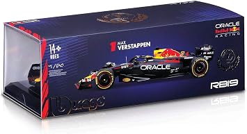 Bburago 1:24 Scale 2023 Formula Racing Oracle RB19 (2023) Diecast Vehicle with Helmet, Verstappen #1