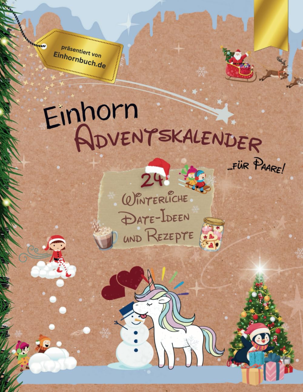 Calendrier de l'Avent Licorne pour couple avec 24 idées de rendez-vous en amoureux