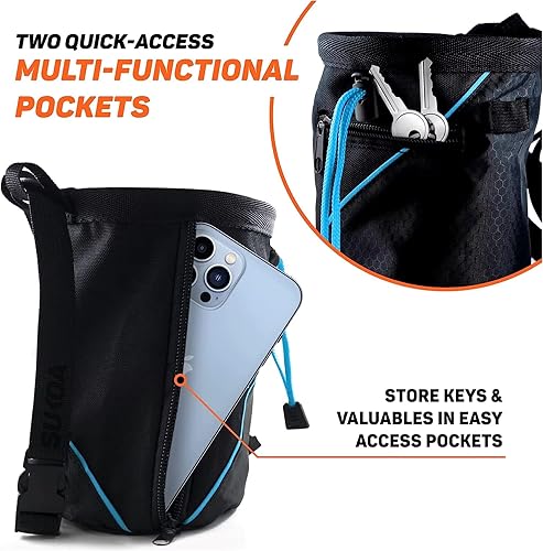 Miniatura 4 de Bolsa de tiza para escalada en roca con cinturón de clip rápido, grandes bolsillos con cremallera y soporte para escobillas, levantamiento de pesas,