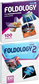 FOLDOLOGY 1&2 Combo Pack - The Origami Puzzle Game! Brain Teasers for Tweens, Teens & Adults | Fold the Paper, Complete the Picture | Stocking Stuffers, Gift for Ages 10+ | 200 Challenges