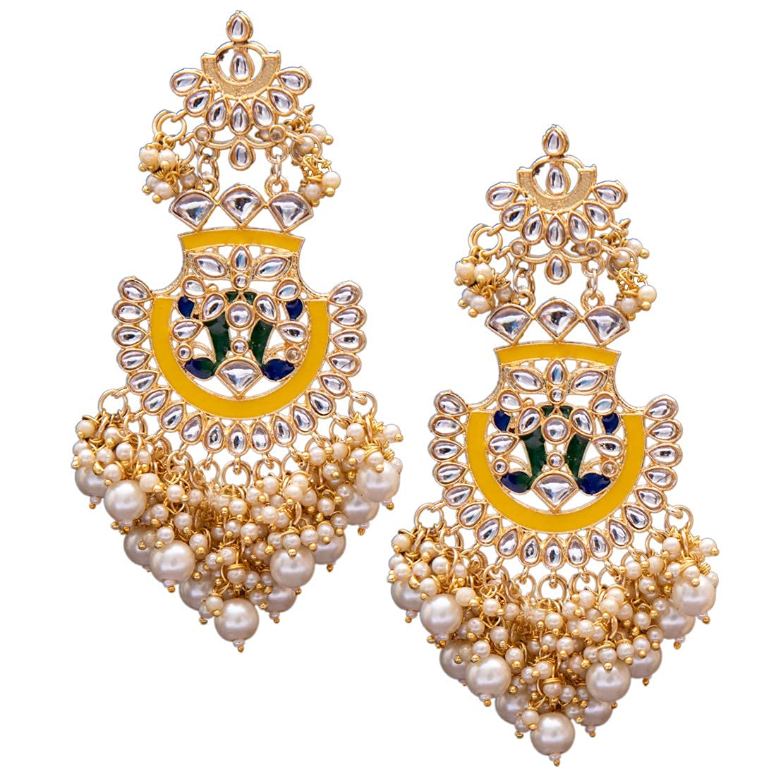 I Jewels 18K Gold Plated Traditional Handcrafted Meenakari Chandelier Earrings Glided With Pearl (E3008Y) For womens (B094ZYDQR5) Amazon Price History, Amazon Price Tracker