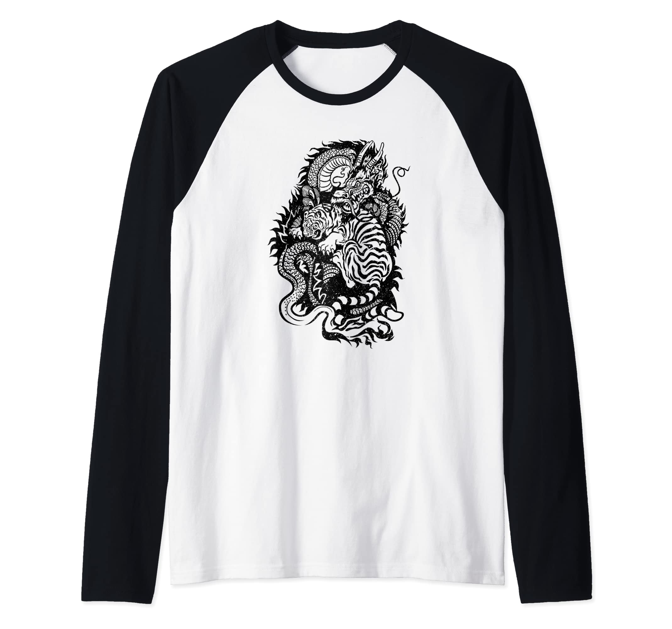 Dragon Vs Tiger Tattoo! Legendary Beasts Raglan Baseball Tee