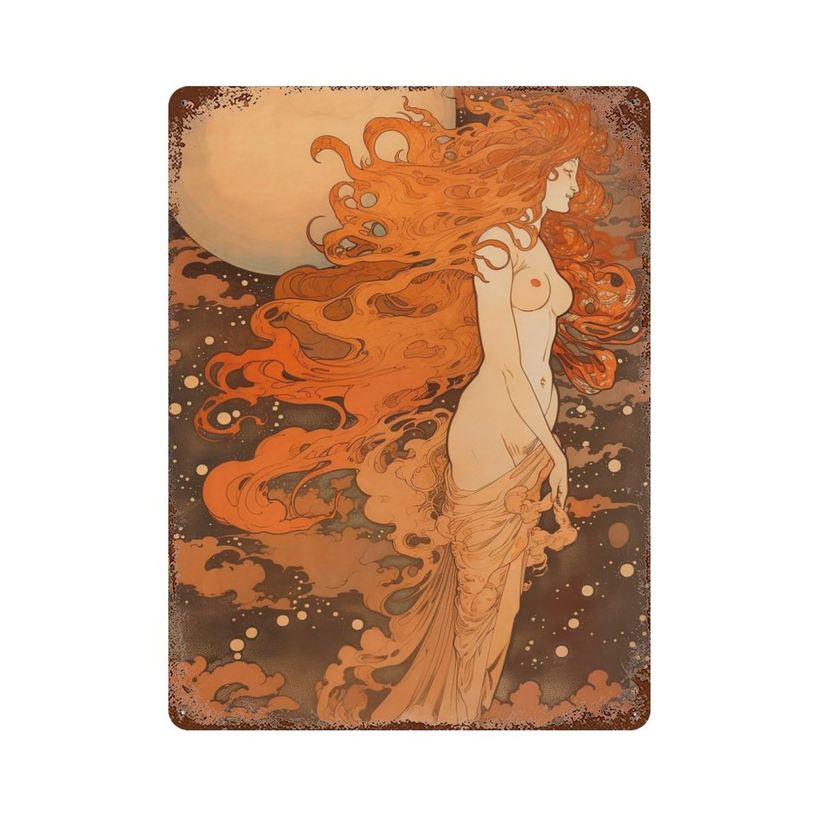 Goddess Abeona Retro Metal Sign 15.7"x11.8", Old School Wall Decor for Garage, Bar And Workshop Decor