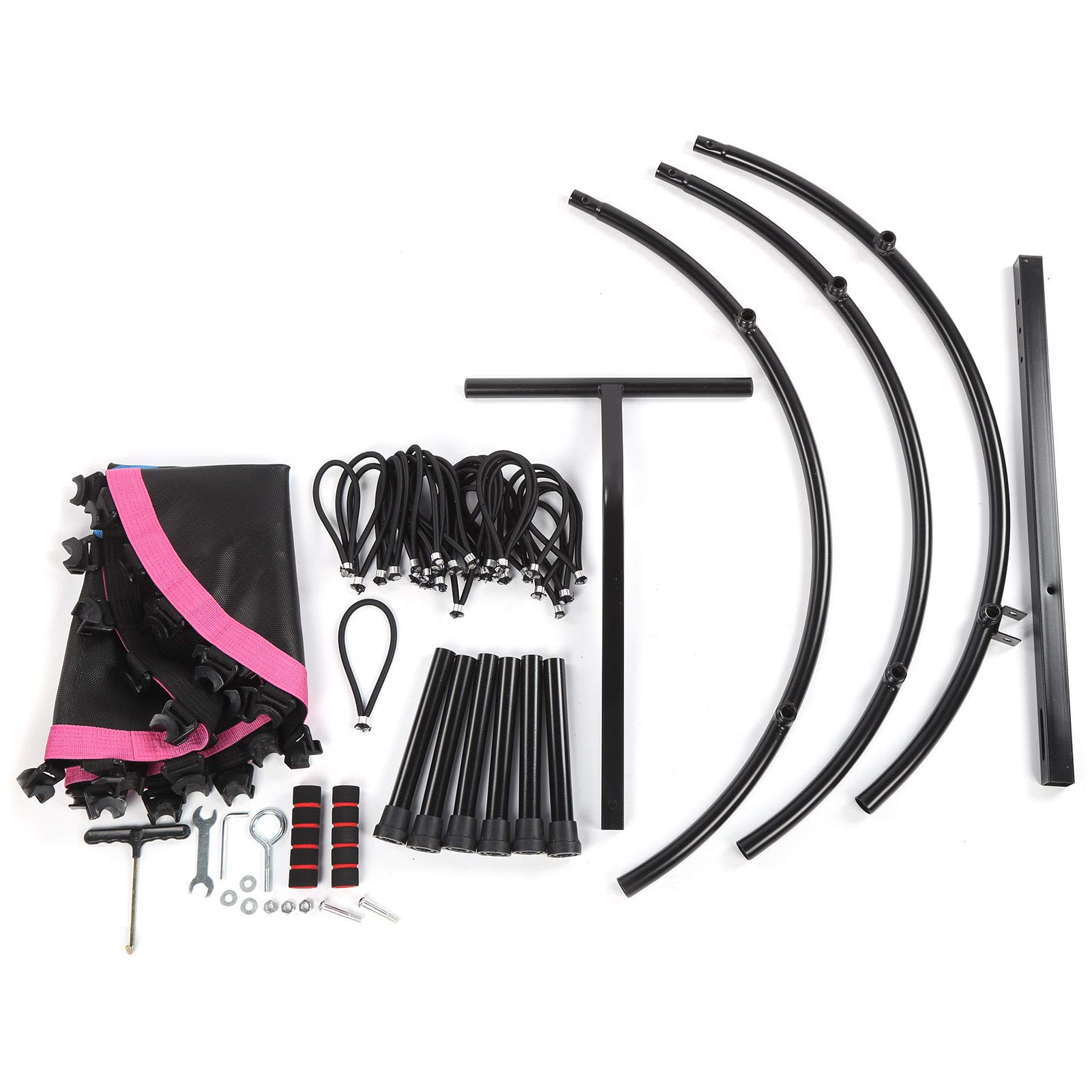Trampolina fitness dla dorosłych, regulowane uchwyty piankowe, 30 linek bungee, wytrzymała stal, antypoślizgowe gumowe podkładki do domu, siłowni, ćwiczeń, jogi, gimnastyki, maksymalne obciążenie