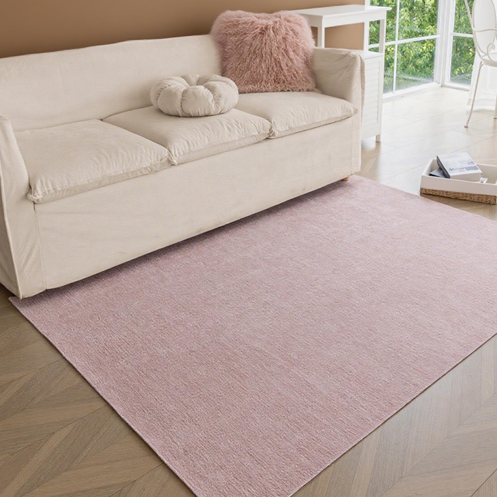 Tapis à poils courts - 80 x 120 cm - Rose - Lavable en machine - Antidérapant - Pour salon, chambre à coucher - Petit et antidérapant - Pour chambre d'enfant