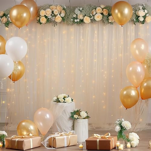 Miniatura 3 de Cortinas de telón de fondo de tul champán de 10 x 10 pulgadas para fiestas, cortina de telón de fondo transparente para fotos de boda, cortinas para