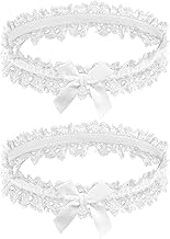 2 Pcs Adjustable Lace Thigh Garter, Women's Adjustable Thigh Garter Belts, Black Garters Belt, Elastic Leg Garters Belt for Women, White