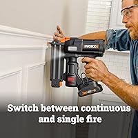 Vista 7 de WORX Clavadora Brad inalámbrica, 20V calibre 18 sin escobillas, pistola de clavos inalámbrica, alta potencia de clavado, hasta 2-⅛ pulgadas